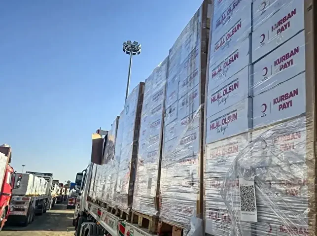 İnsani yardım taşıyan tır konvoyu